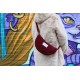 Half Moon Chest Front Bag Red Corduroy
